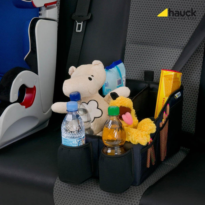 hauck Auto Organizer mit 2 Getränkehalter, 6 verstellbare Fächer & Tragegriff für Rücksitzbank Kinde