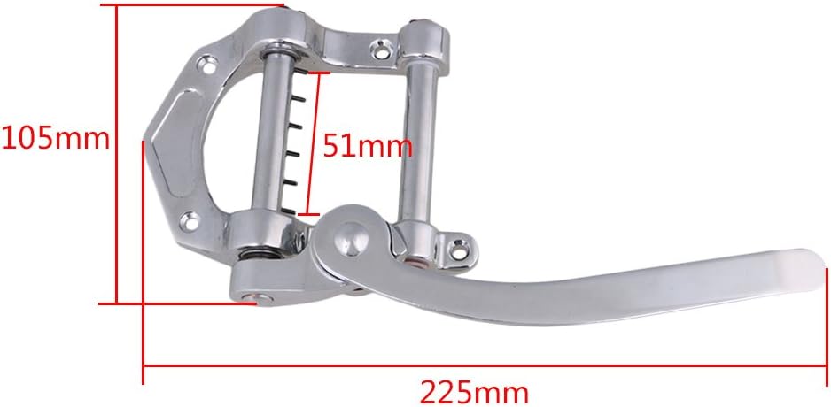 Yibuy Tremolo-Einheit für E-Gitarre, Zinklegierung, 224 x 98 mm, silberfarben Silver, Silver