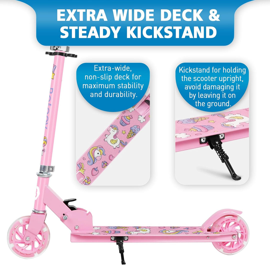 BELEEV Roller Kinder 2 Räder, Klappbar Kinderroller für Mädchen Jungen, Tretroller mit LED Leuchtend