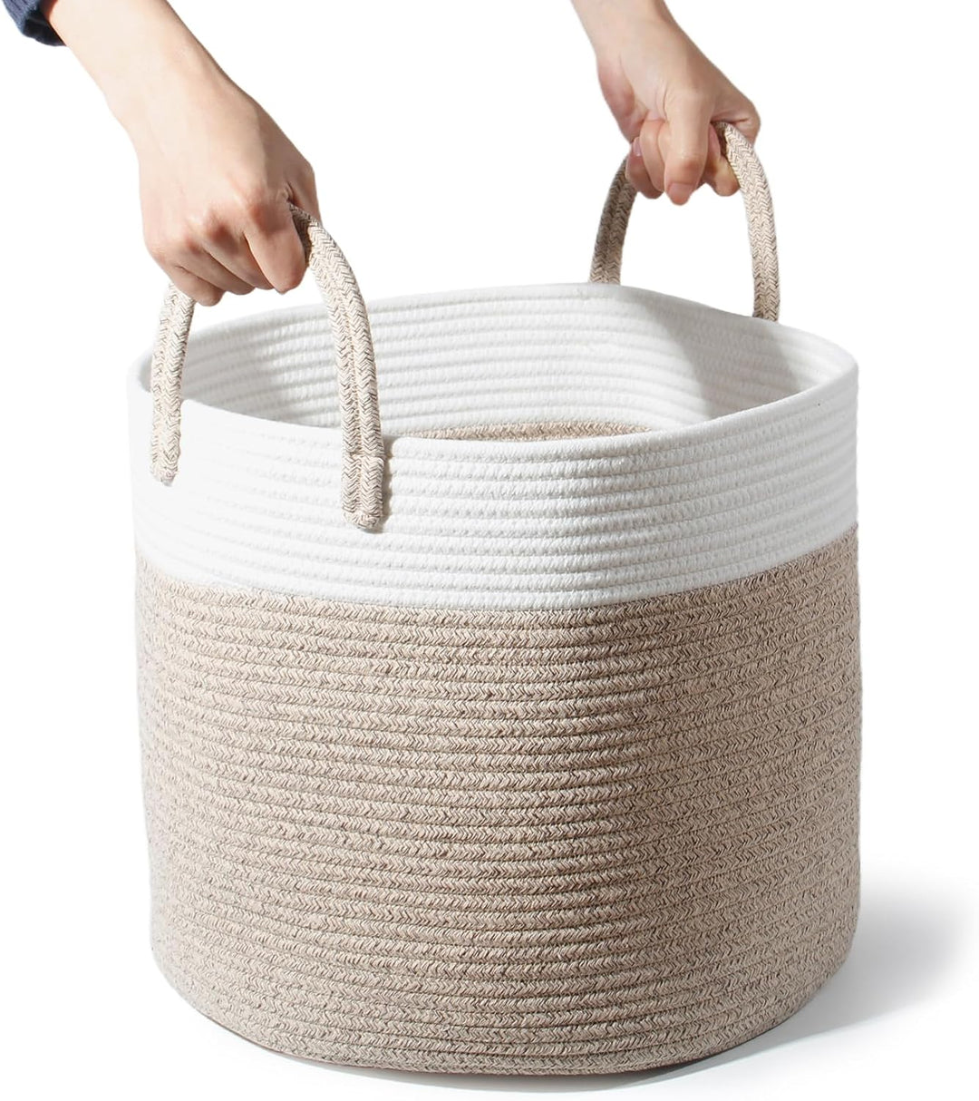 SYLANDO D40*H34cm Waschekorb aus Baumwolle mit Griffen, Aufbewahrungskorb Geflochten, Laundry Basket