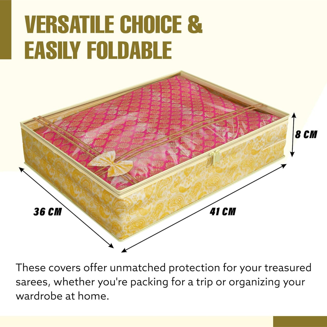 Kuber Industries Carry Design Sari-Bezug, 7,6 cm, transparent, nicht gewebt, 6 Stück (gold), HS_38_K