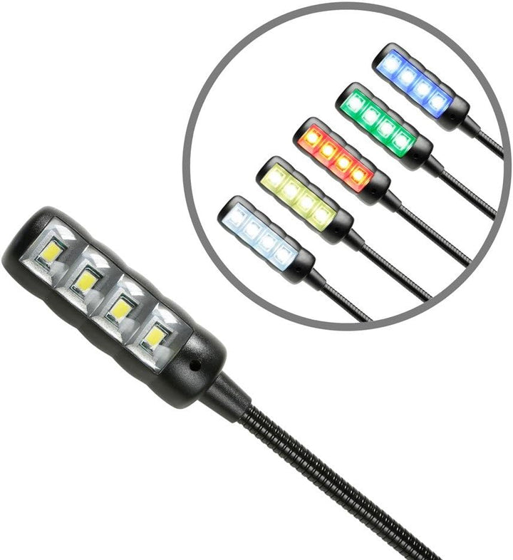 ah Stands SLED1ULTRAXLR4AC Gewinkelte 4-polig XLR Schwanenhalsleuchte mit 4 COB LEDs und Farbwahl sc