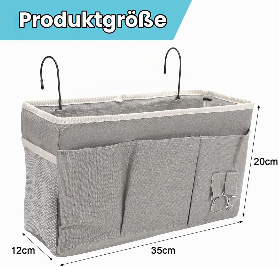 2 Pack Nachttisch-Hängeaufbewahrung Hängeorganizer mit 3 Fächern, Bett Organizer zum Einhängen, Häng