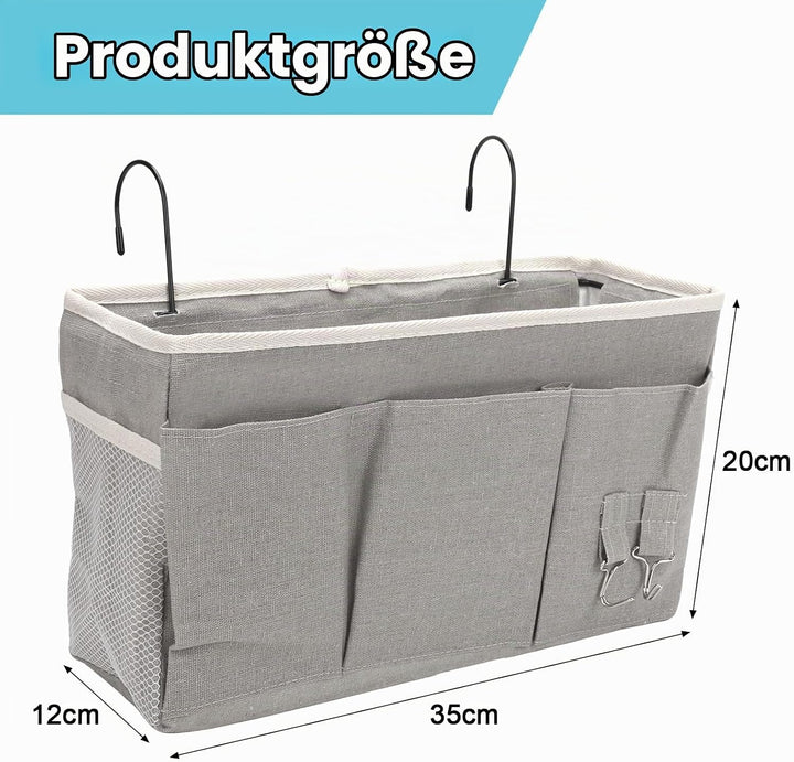 2 Pack Nachttisch-Hängeaufbewahrung Hängeorganizer mit 3 Fächern, Bett Organizer zum Einhängen, Häng