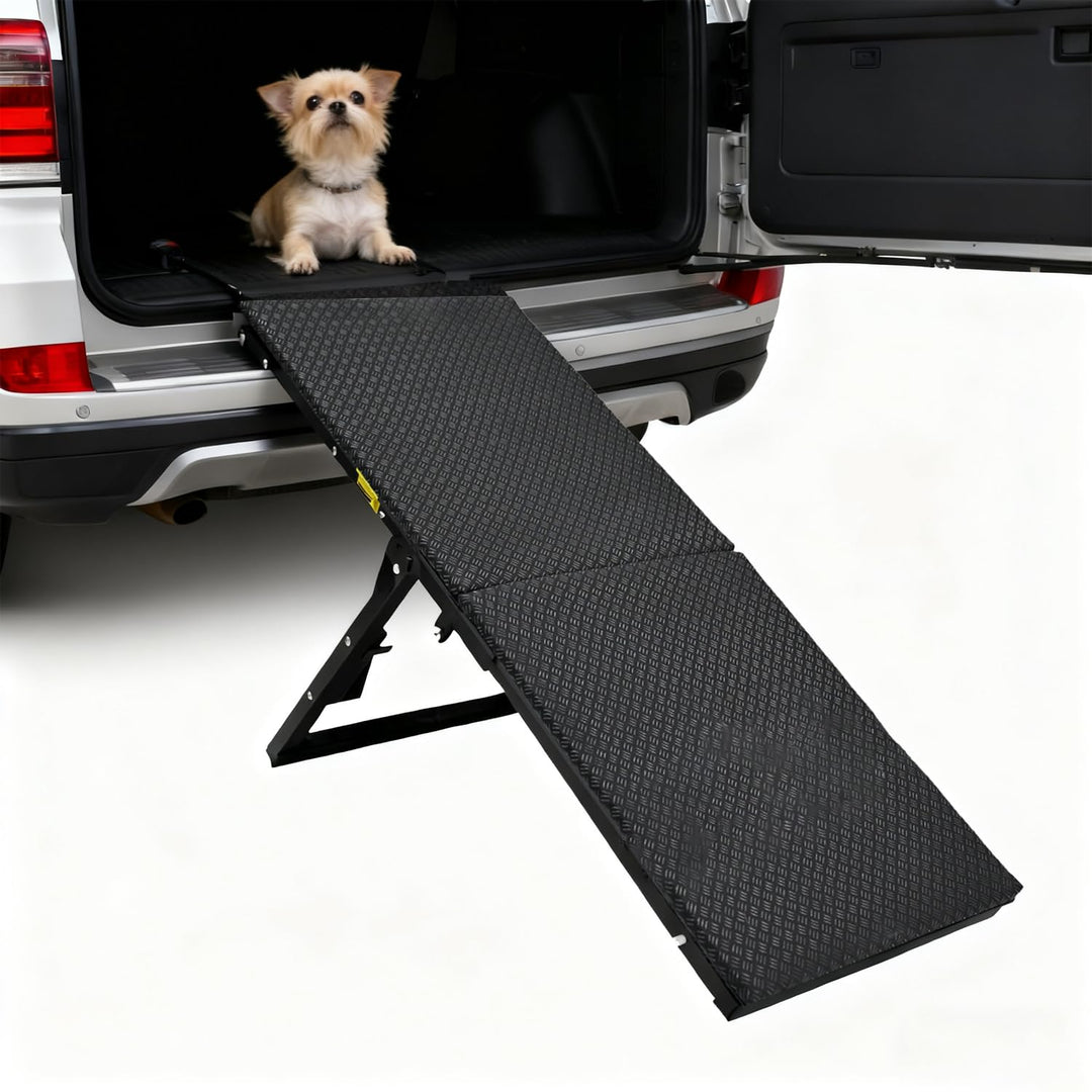 Klappbare Hunderampe aus Metall, Hundetreppe für kleine Hunde & ältere Hunde, Verstellbare Rampe für
