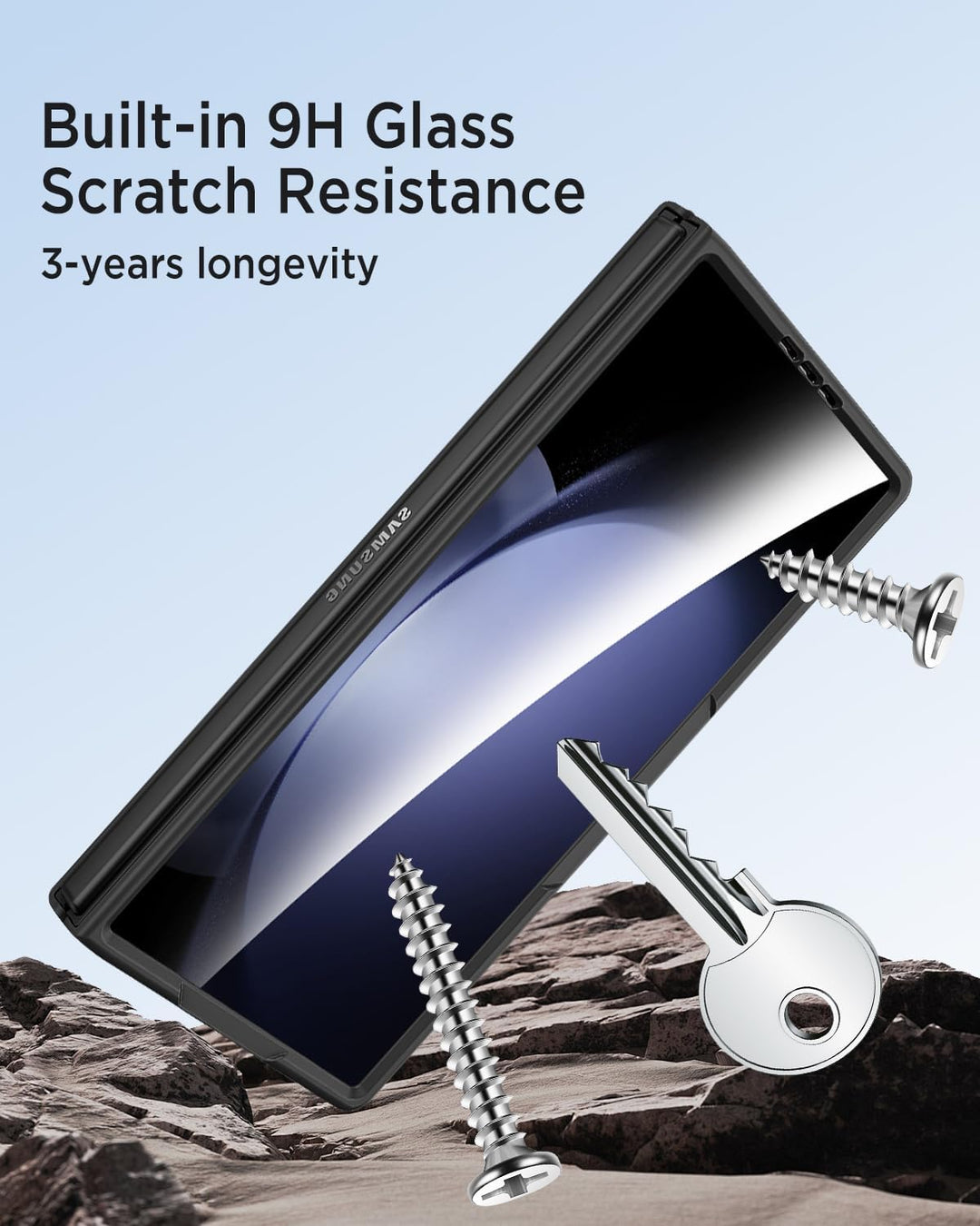 Miimall Kompatibel mit Samsung Galaxy Z Fold 5 Hülle mit S-Pen & Stifthalter, [HD Displayschutz] Ult