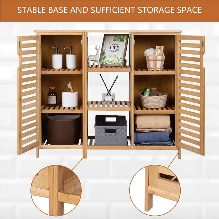 WAOHO badezimmerschränke aus Bambus,Badezimmer Regal,Sideboard Wohnzimmer,Sideboard, Bad Regal stehe