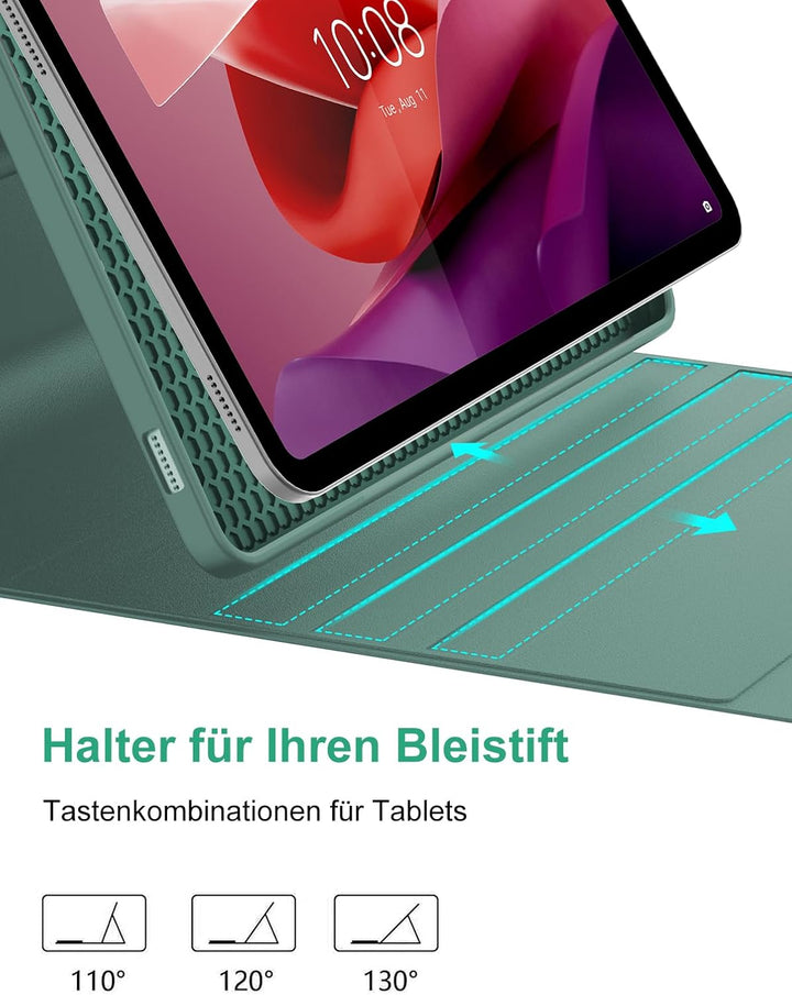 FOGARI Tastatur Hülle für Lenovo Tab P12 12.7" 2023, QWERTZ Layout, Hülle Tastatur mit Magnetisch Ab