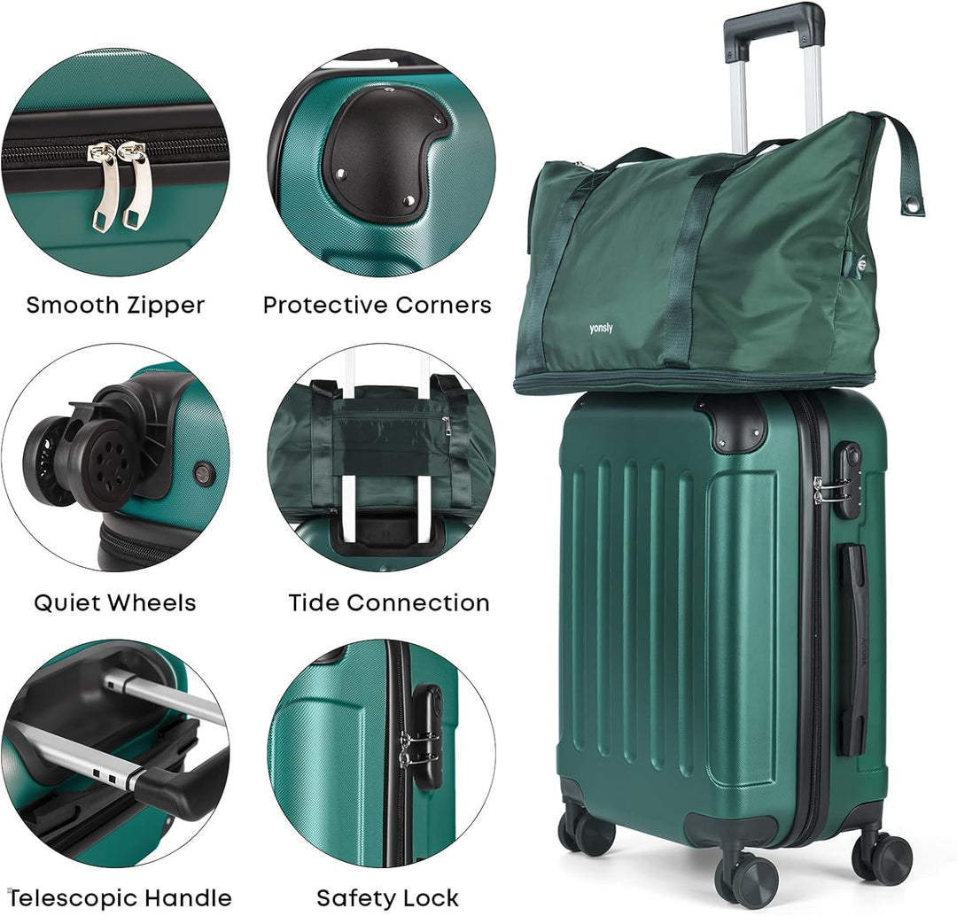 Reisekoffer Set 4-teilig, Trolley Kofferset mit 1 Reisetasche, 1 Kulturbeutel, Rollkoffer Handgepäck