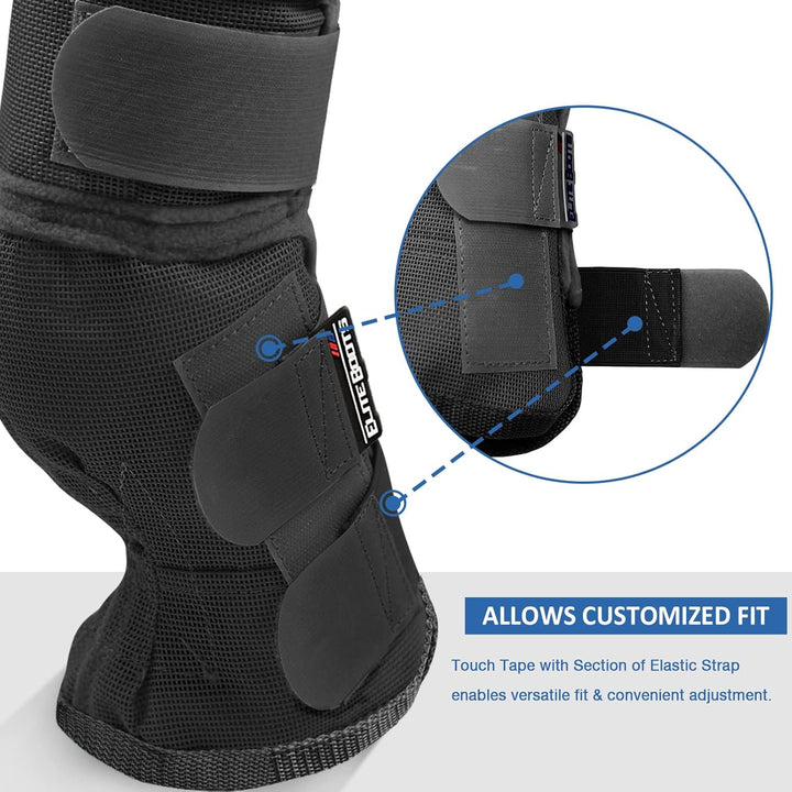 Harrison Howard Fliegenstiefel für Pferde, perfekte konturierte Passform, Beinschoner, dichtes Netz,