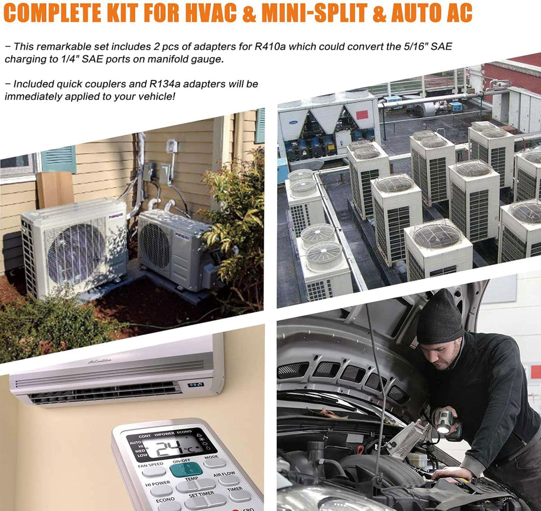 BACOENG Vakuumpumpe klimaanlage Set für HVAC/Auto AC Kältemittelaufladung, Klimaanlage Auto Befüllen