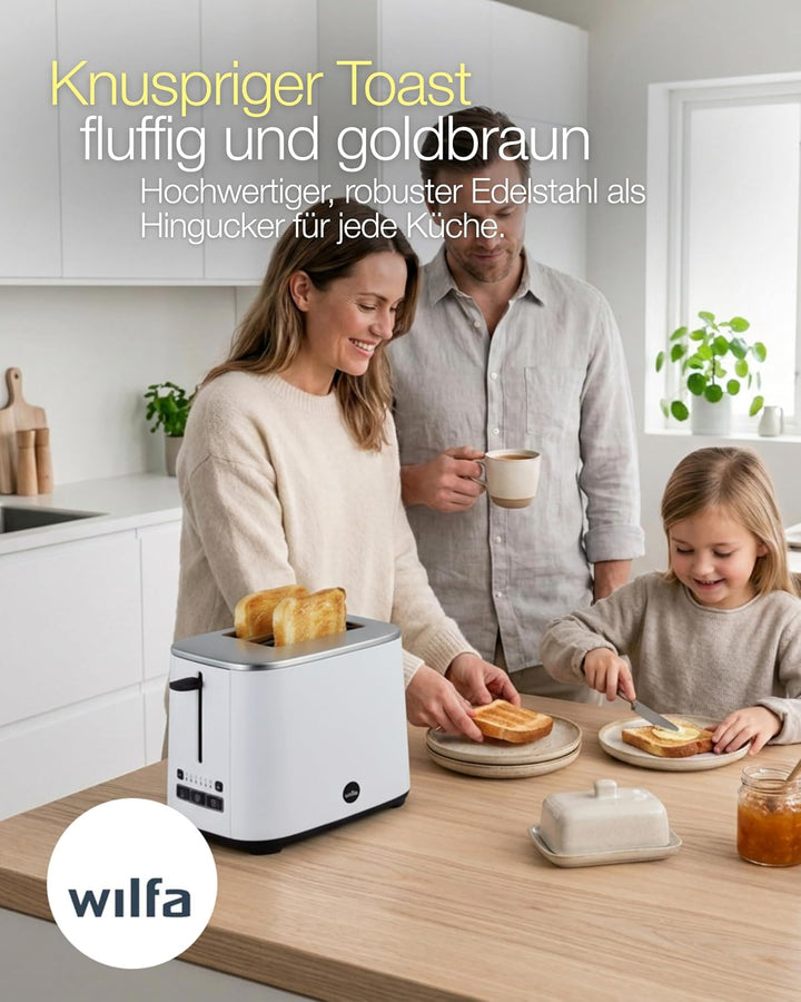 Wilfa CLASSIC Toaster - 2 Scheiben - 3 Programme - Verstellbare Hitzeeinstellungen - 1.000 Watt (wei
