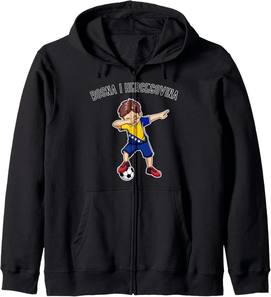 Dabbing Fussball Junge mit Bosna i Hercegovina Trikot Kinder Kapuzenjacke