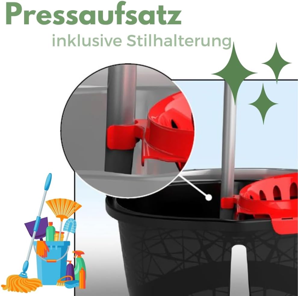 Wischeimer 18 L Putzeimer Zweikammer Doppel Wasser Eimer mit Presse Auswringer