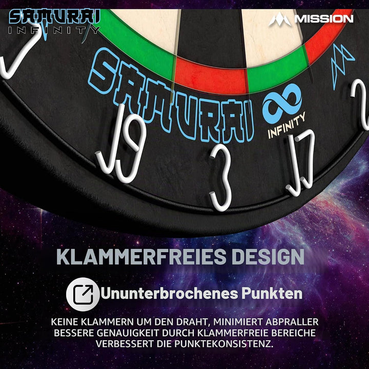 Mission Darts Samurai Infinity | Professional Competition Standard Dartboard with Ultra Thin Knife L