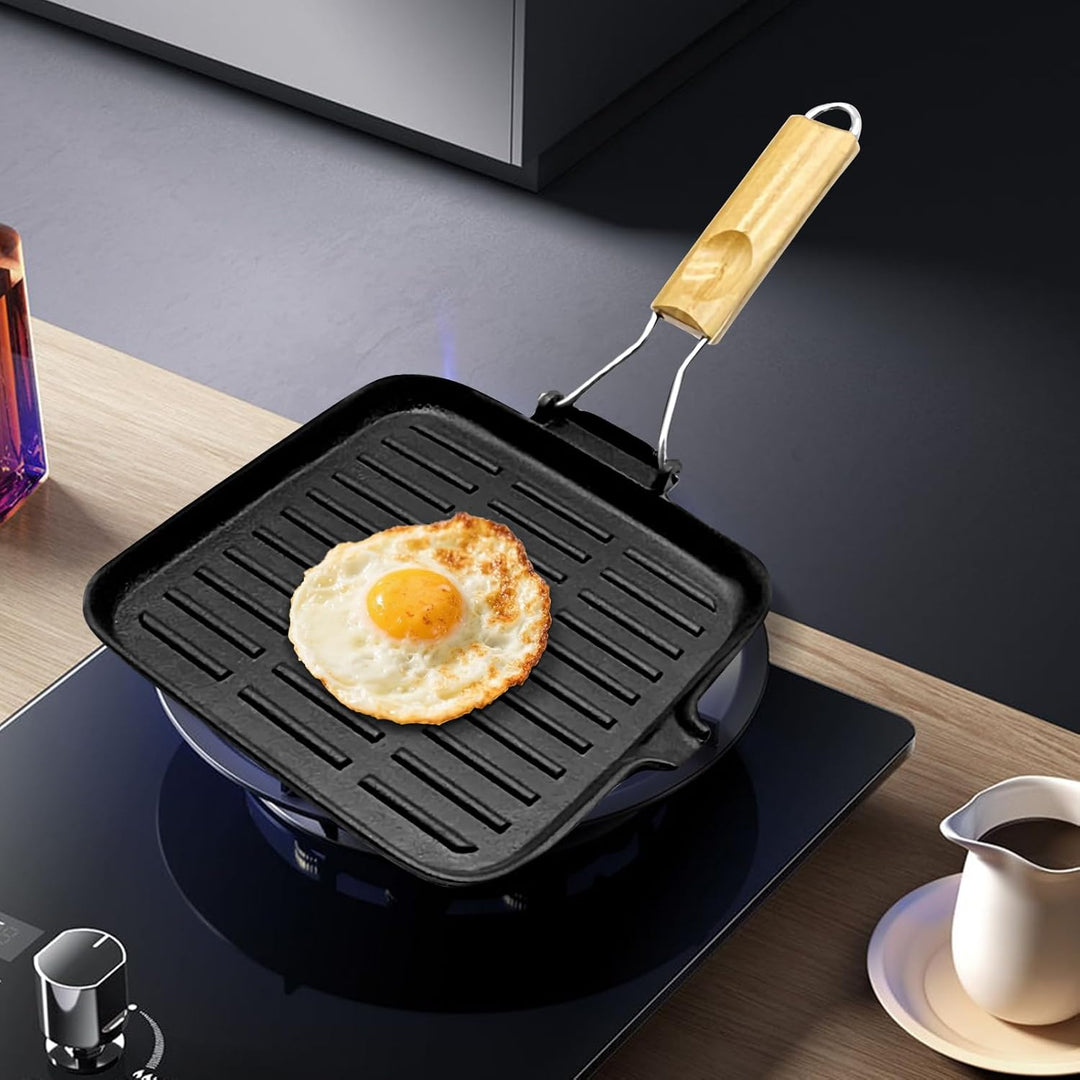 Generisch Gusseiserne Bratpfanne | Grillpfanne Und Bratpfanne,Gusseisen mit klappbarem Griff zum Koc