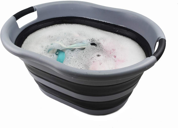 SAMMART 36L Collapsible Plastic Wäschekorb - Ovale Wanne/Korb - Faltbarer Vorratsbehälter/Organizer
