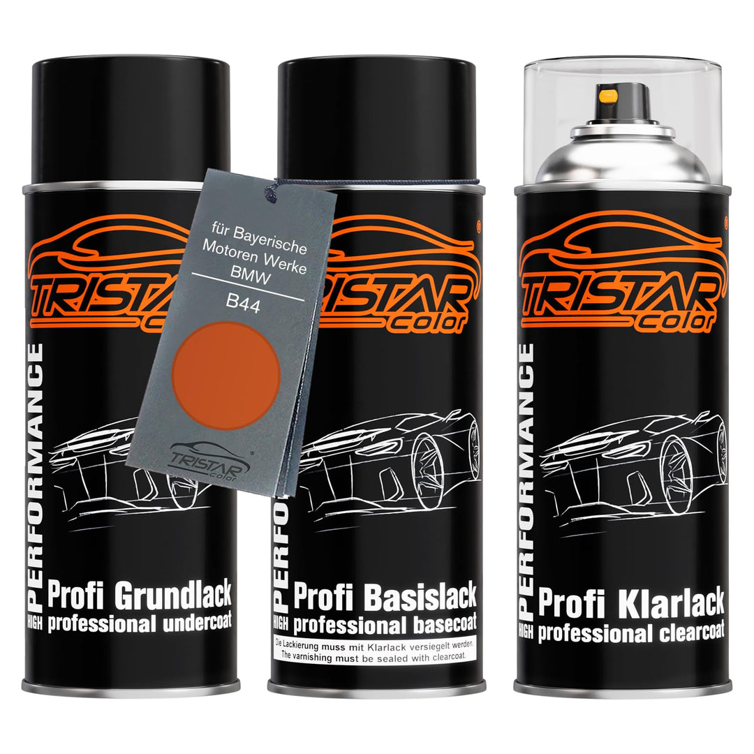 TRISTARcolor Autolack Spraydosen Set für Bayerische Motoren Werke/BMW B44 Valencia Orange Metallic G