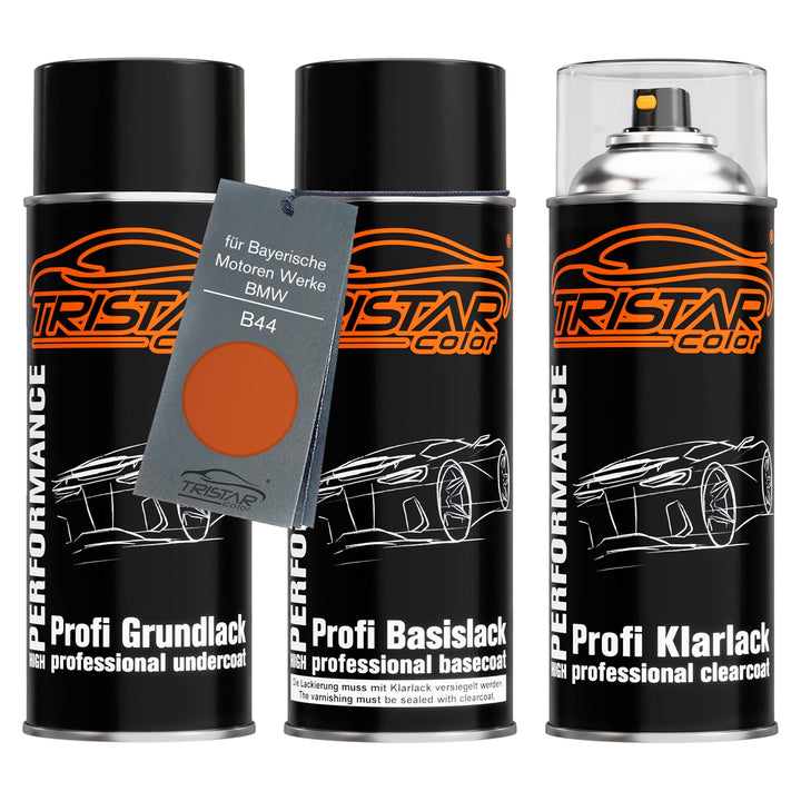 TRISTARcolor Autolack Spraydosen Set für Bayerische Motoren Werke/BMW B44 Valencia Orange Metallic G