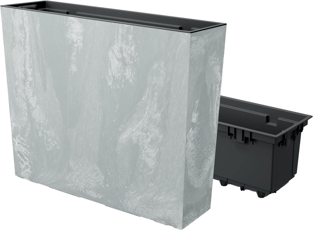 MELTOM Blumenkübel Blumenkasten mit Einsatz Quadratisch Beton Optik Farbe: Grau XL (BxH): 58 x 50 cm