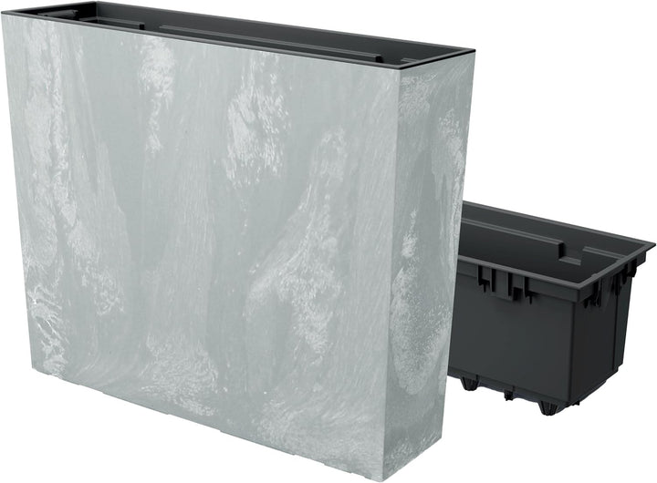 MELTOM Blumenkübel Blumenkasten mit Einsatz Quadratisch Beton Optik Farbe: Grau XL (BxH): 58 x 50 cm