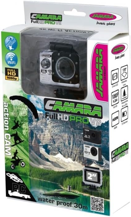 JAMARA 177891 - Camara Full HD Pro WiFi V2 - 16MP, 1080p, 170° Weitwinkel, wasserdicht bis 30m, 2 Zo