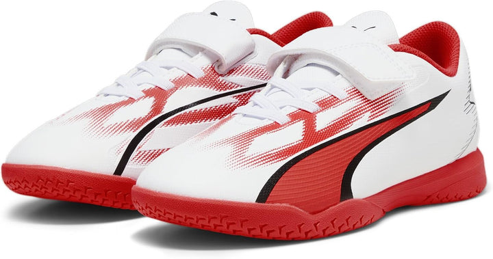 PUMA Unisex Kinder Ultra Play It V Jr Fussballschuh 30 EU Puma White Puma Black Fire Orchid, 30 EU P
