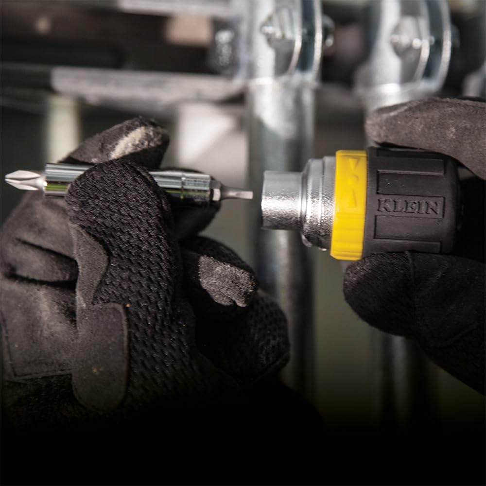 Klein Tools 32594 Schraubendreher, gelb/schwarz, 6-in-1 CA Grössen Bit-Konfiguration 2, Bit-Konfigur