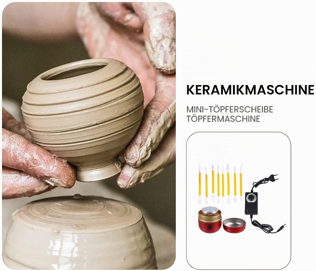 Gatuida Mini Töpferscheibe Elektrisch: Drehscheibe Töpfern Töpferset für Zuhause 8cm Pottery Wheel T