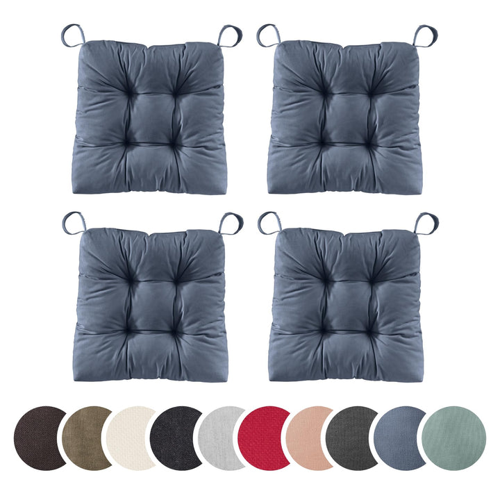 sleepling 4er Set Stuhlkissen 40 (vorne), 35 (hinten) x 38 x 7 cm, Sitzkissen für Stuhl &amp; Bank mit K