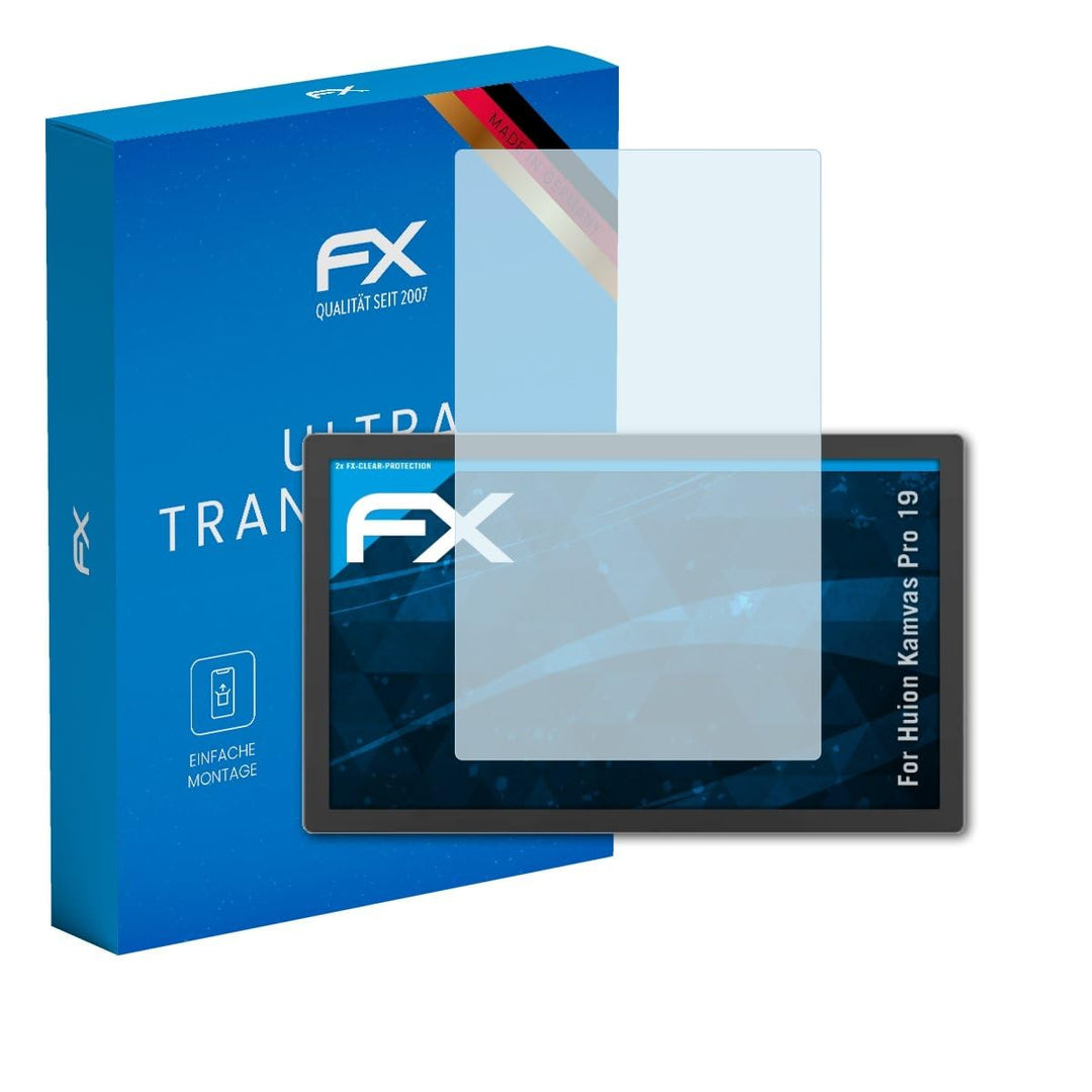 atFoliX Schutzfolie kompatibel mit Huion Kamvas Pro 19 Folie, ultraklare FX Displayschutzfolie (2X)