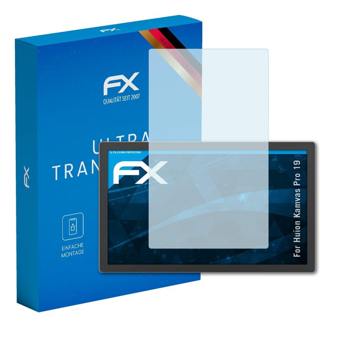 atFoliX Schutzfolie kompatibel mit Huion Kamvas Pro 19 Folie, ultraklare FX Displayschutzfolie (2X)