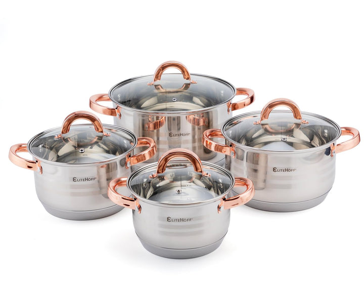 EliteHoff Topfset Induktion, Kochtopf Set mit Glasdeckel, 7-lagiger Edelstahl Topf- & Pfannensets mi