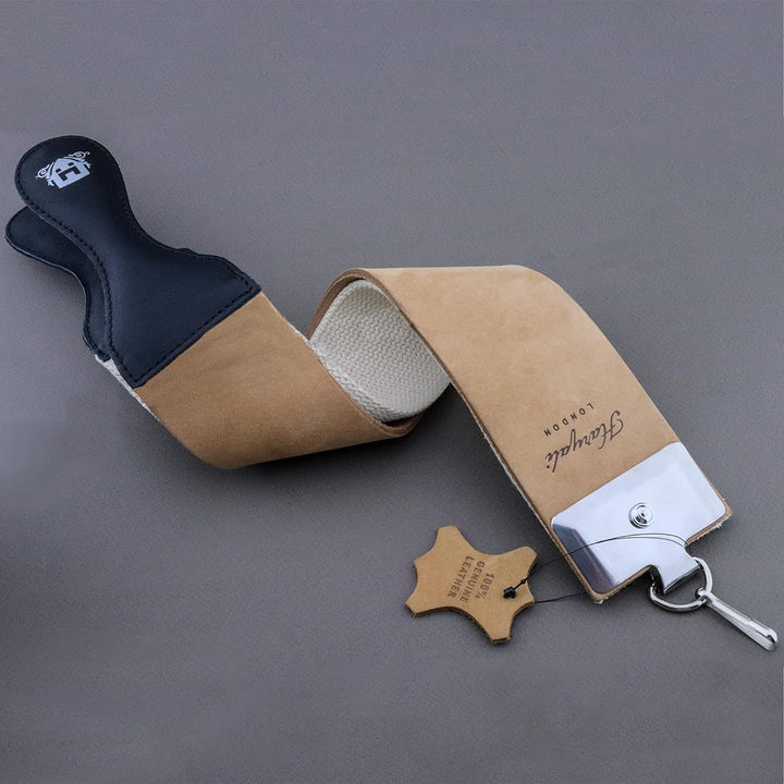 Haryali London Leather strap with handle for sharpening razor blades 38cm long & 7.5cm wide