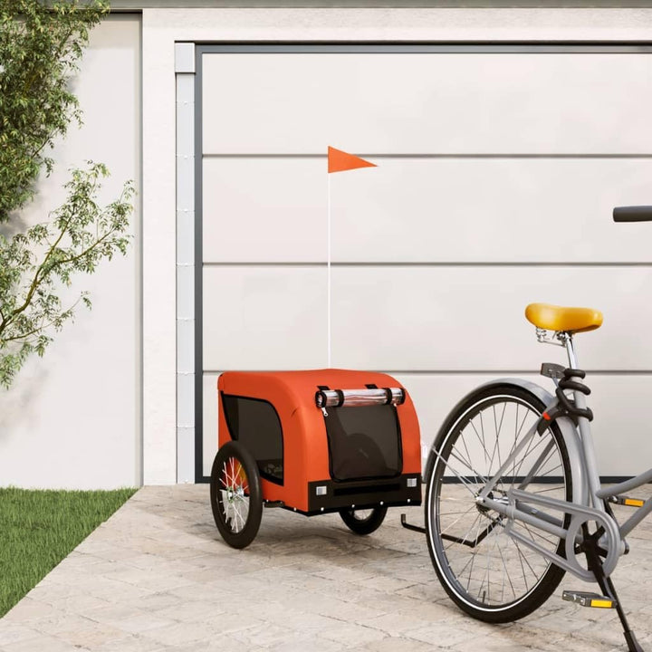 vidaXL Fahrradanhänger Hunde Rot und Schwarz Oxford-Gewebe &amp; Eisen Orange 124 x 65 x 66 cm, Orange 1