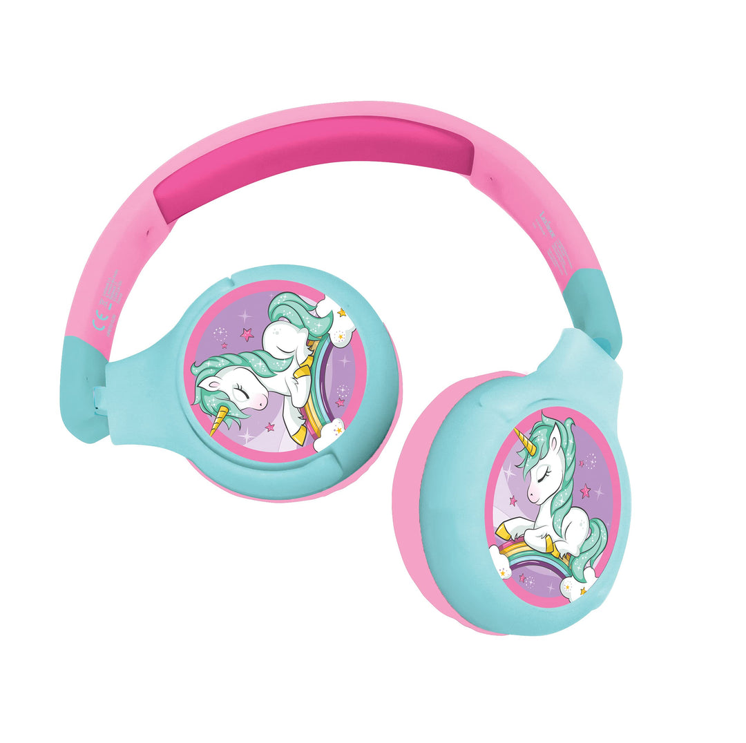 Lexibook, Einhorn, 2-in-1 Bluetooth-Kopfhörer-Stereo, drahtlos, kabelgebunden, faltbar, verstellbar,