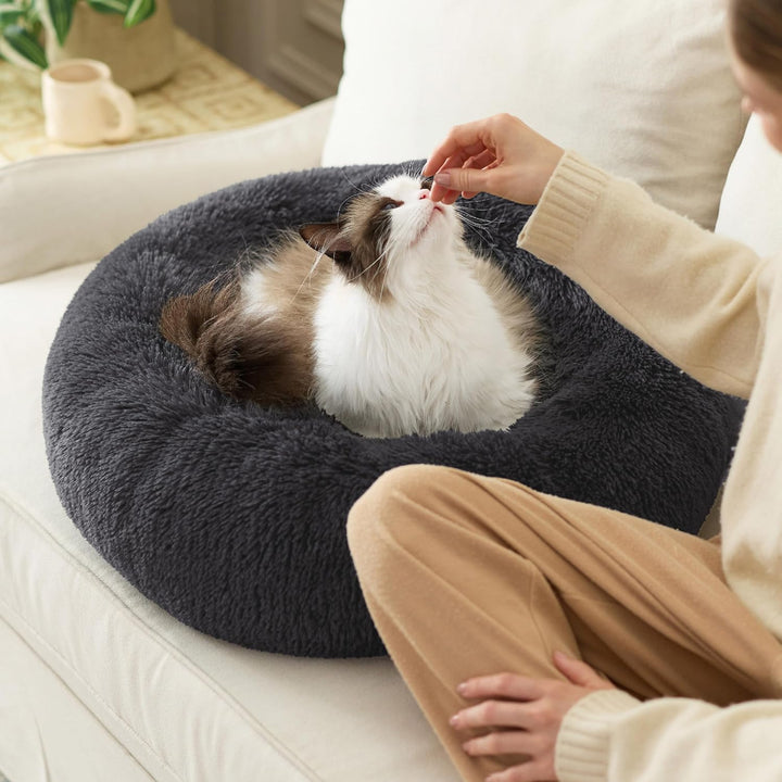 BEDSURE Katzenbett waschbar Flauschiges Hundebett - Ø 70 cm Katzenschlafplatz für Katzen und Hunde,