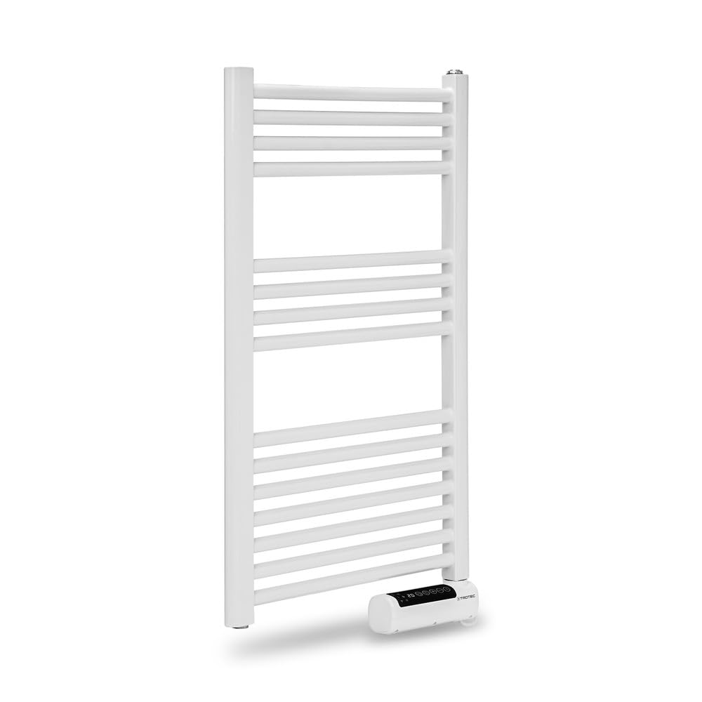 TROTEC Elektrischer Handtuchwärmer TWH 500 S – 500 W, Wandmontage, Flachrohr-Design in Weiss, geräus
