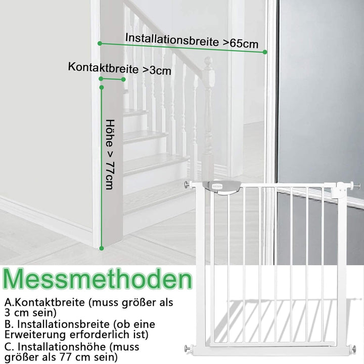 FIVMEN Treppenschutzgitter 80cm Türschutzgitter ohne Bohren N Stop Safety Tür- &amp; Treppengitter mit A