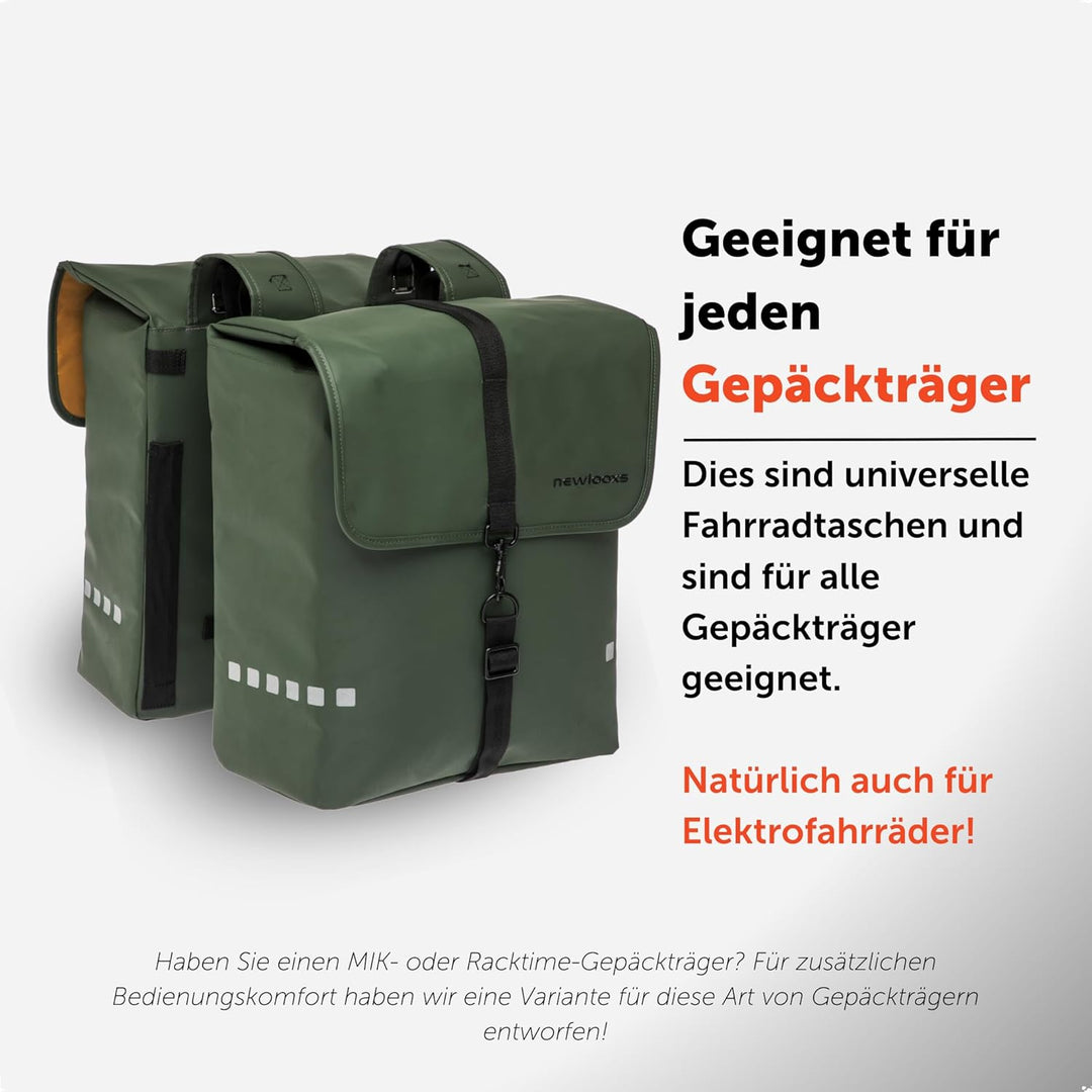 New Looxs Odense Double Dubbele Fietstas 39 Liter Green, 39 Liter Green
