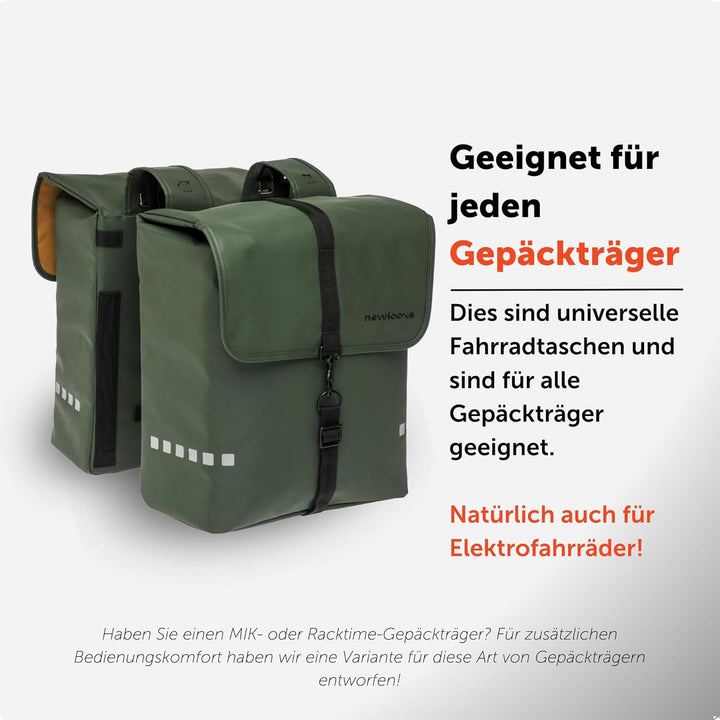 New Looxs Odense Double Dubbele Fietstas 39 Liter Green, 39 Liter Green