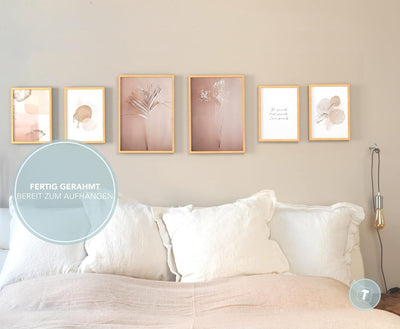 Papierschmiede® Mood Poster Set Pampas Rose, Bilder Set mit Rahmen (Farbe wählbar) Wohnzimmer Deko M