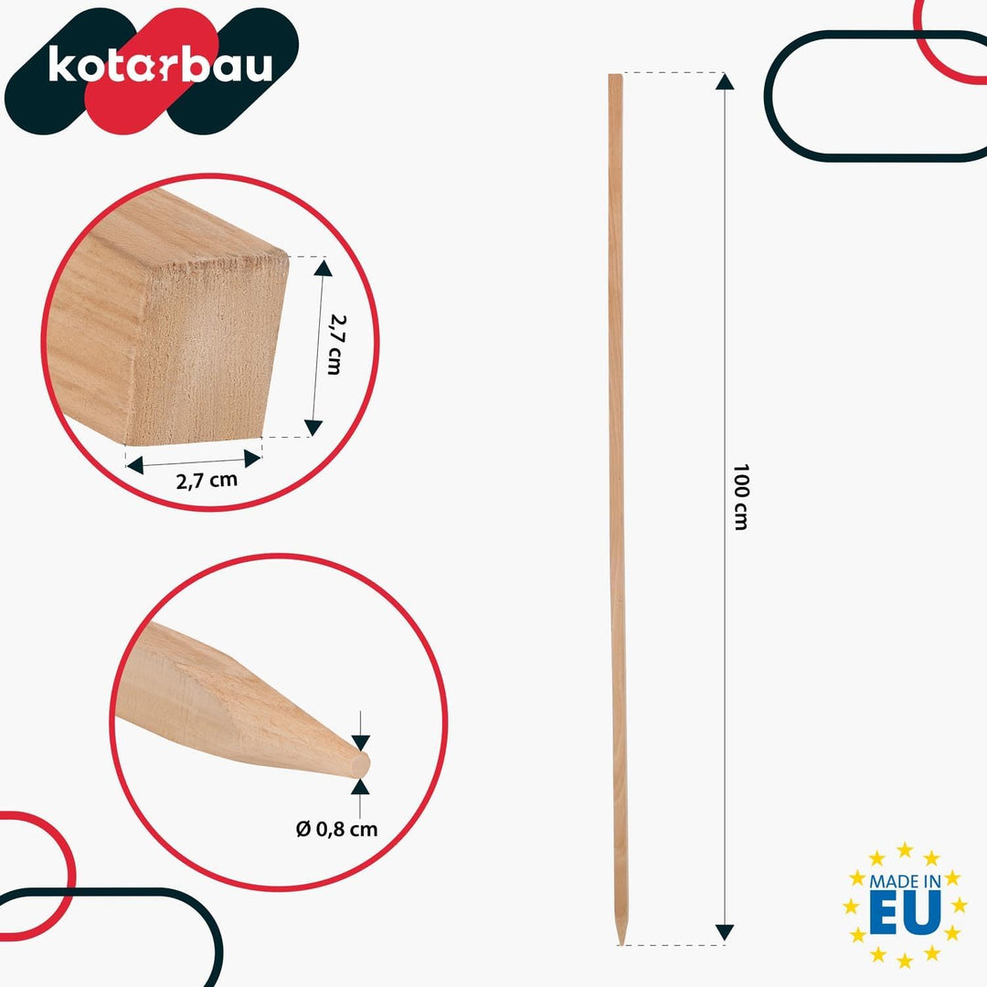 KOTARBAU® 10er Set Pflanzstäbe - 100 cm - Tomaten &amp; Gurken Rankhilfe - Tomatenstäbe - Holzpfähle - H
