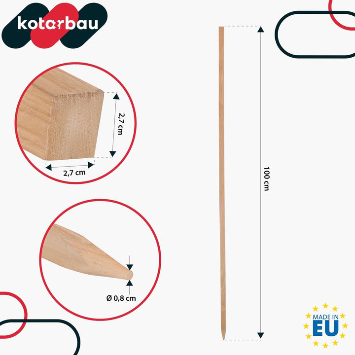 KOTARBAU® 10er Set Pflanzstäbe - 100 cm - Tomaten &amp; Gurken Rankhilfe - Tomatenstäbe - Holzpfähle - H