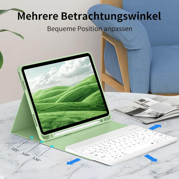 Hülle mit Tastatur für iPad A16 11.Generation 11 Zoll 2025, iPad 10. Generation 2022 10,9 Zoll, Blue
