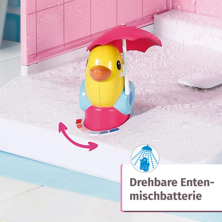 BABY born Walk In Shower, begehbare Puppendusche mit echtem Wasser und höhenverstellbarem Duschkopf,