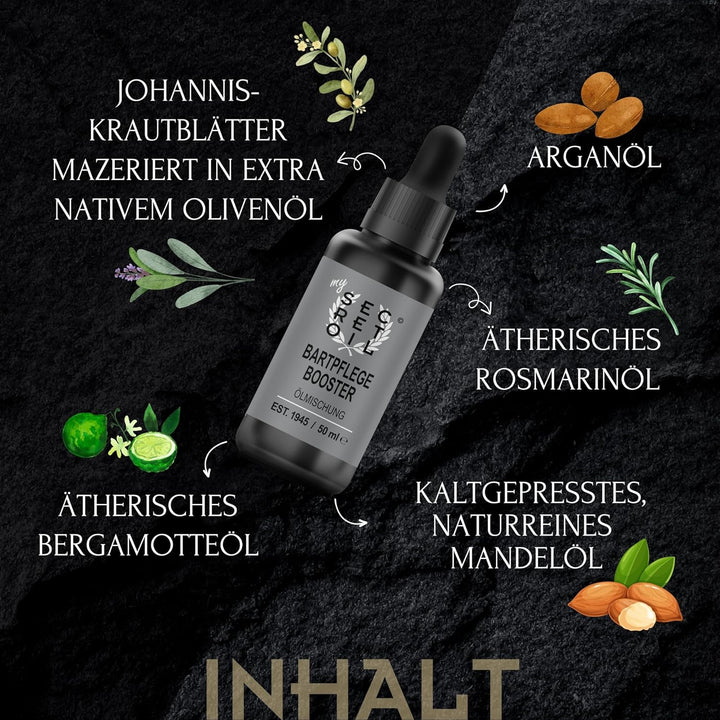 Bartpflegebooster 50 ml – Tiefenwirksame Ölmischung für Deine individuelle Bartpflege – Bartöl für G