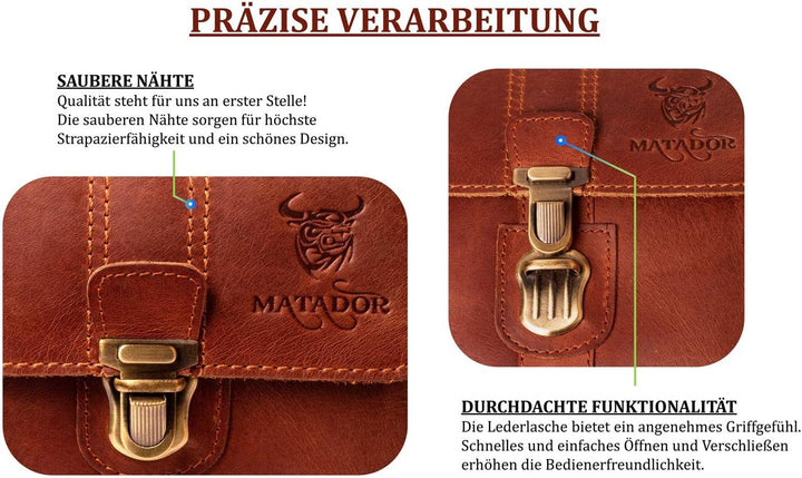 MATADOR 'Málaga Pro' robuste Echtleder Gürteltasche Leder Hüfttasche geräumige Outdoor Ledertasche H