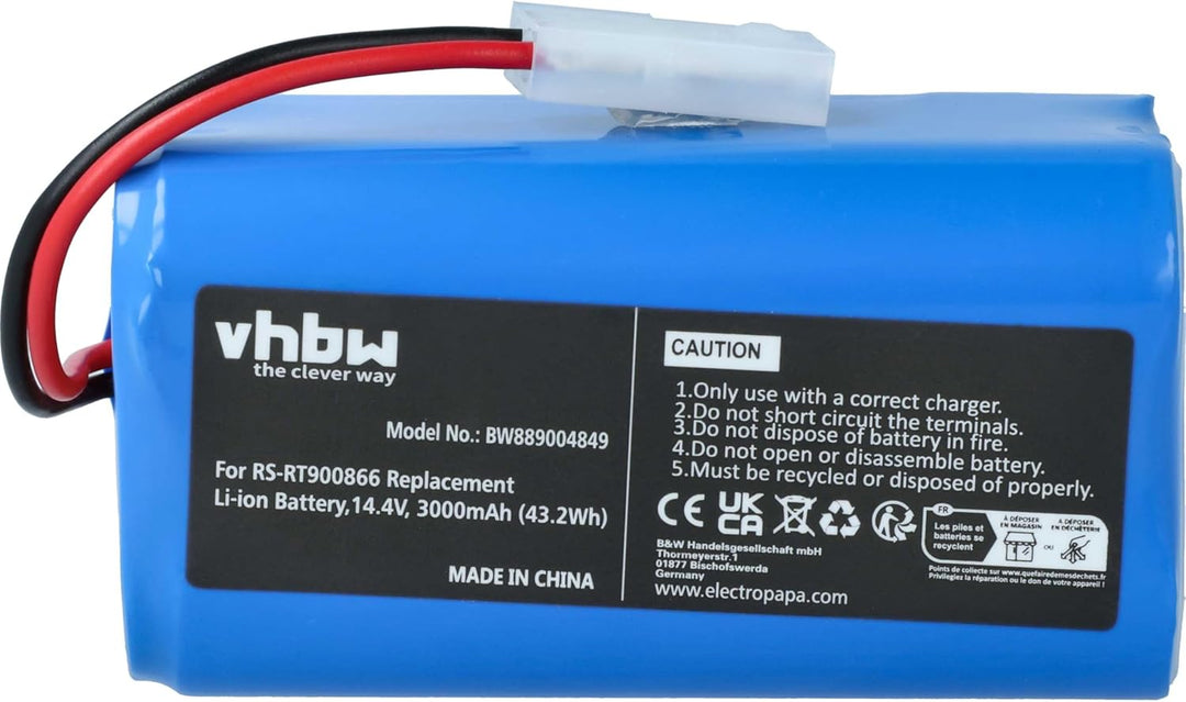 vhbw Akku kompatibel mit Rowenta Explorer 60, 20, 40, 50, 45 Saugroboter Blau (30000 mAh, 14,4 V, Li