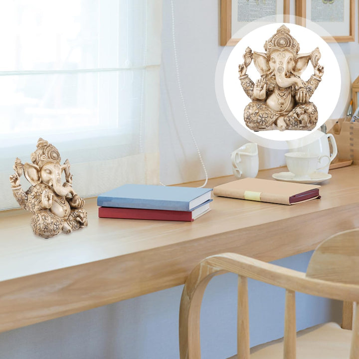 DOITOOL Hindu-Gott Ganesha Idol Statue Indischer Elefant Buddha Ganesha Skulptur 26,5 x 30,5 cm Sege